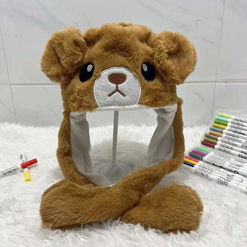 Cute Animal Ear Moving Plush Hat – Kids Cartoon Headband