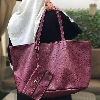 Snake Pattern Shoulder Bag - Large Capacity Embossed Tote for Women