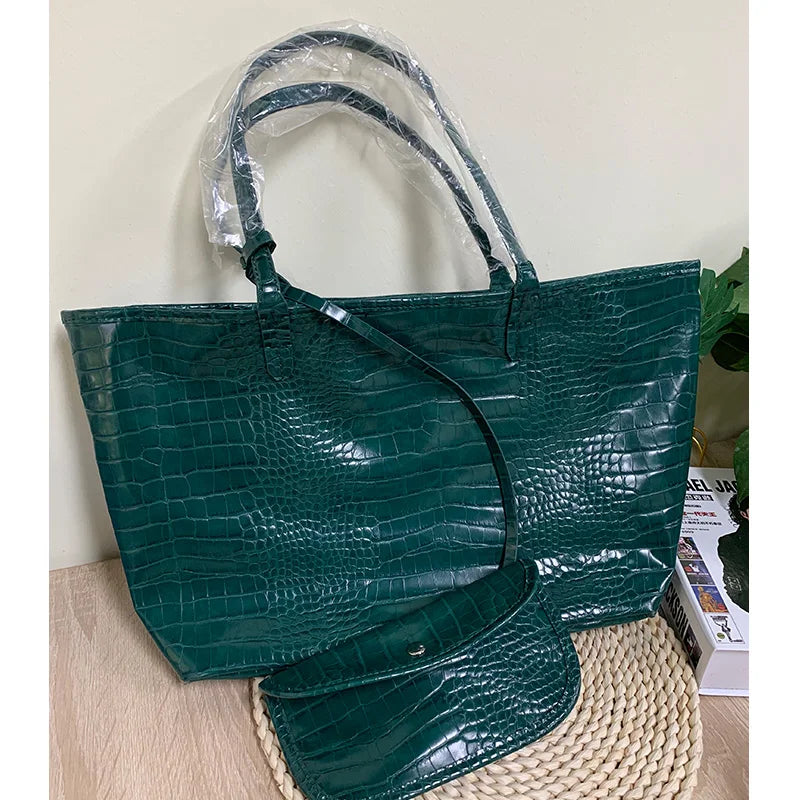 Ostrich Pattern Tote Bag with Mini Pouch – Women's Large Shoulder Bag