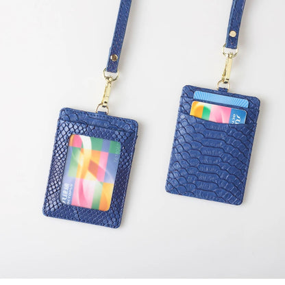 Embossed Leather Lanyard Card Holder – ID Badge Wallet