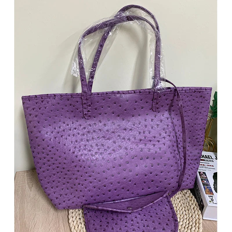 Snake Pattern Shoulder Bag - Large Capacity Embossed Tote for Women