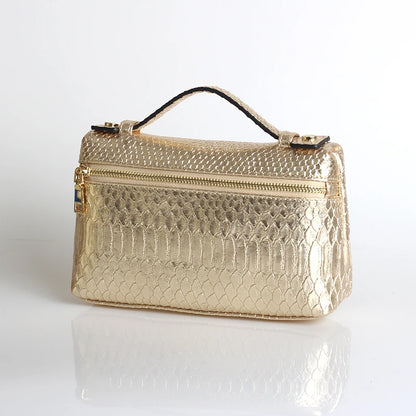 Exotic Embossed Leather Makeup Clutch Bag – Luxury Women's Handbag