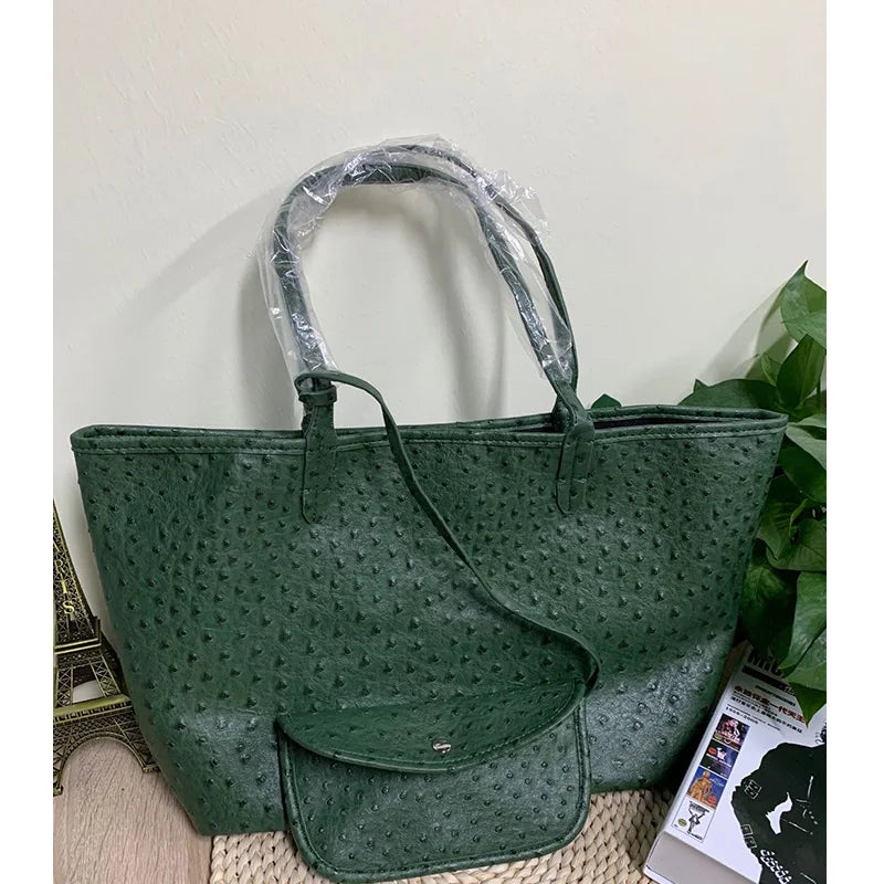 Snake Pattern Shoulder Bag - Large Capacity Embossed Tote for Women