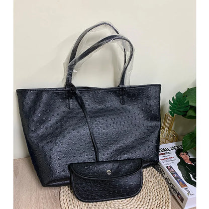 Ostrich Pattern Tote Bag with Mini Pouch – Women's Large Shoulder Bag