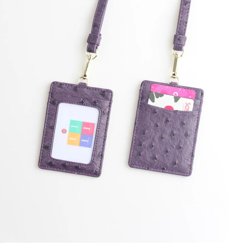 Embossed Snake Pattern Leather Lanyard ID Card Holder