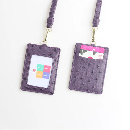 Embossed Snake Pattern Leather Lanyard ID Card Holder