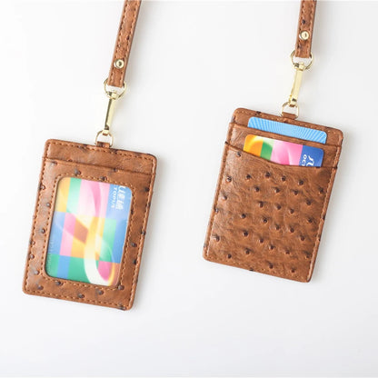 Embossed Leather Lanyard Card Holder – ID Badge Wallet