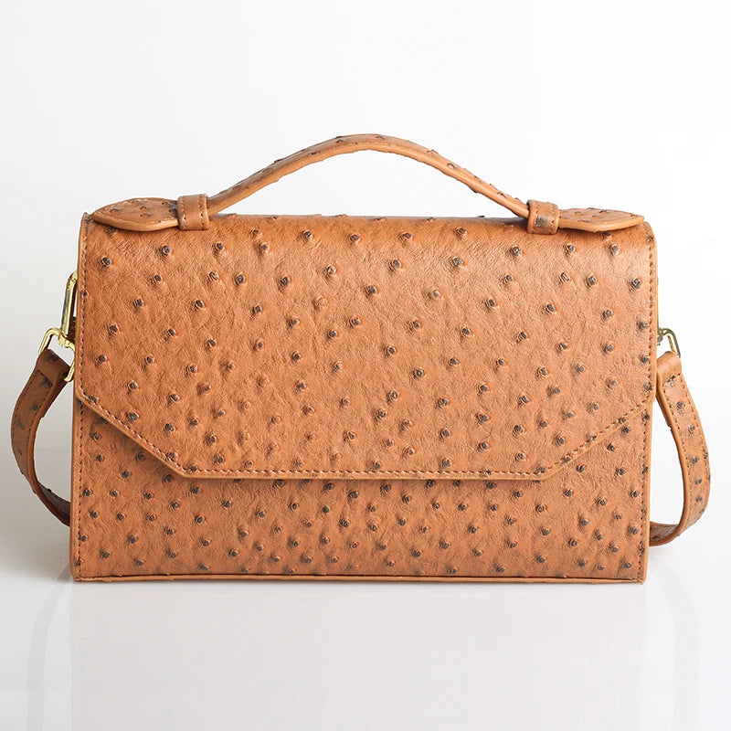 Brand Design Ostrich Leather Women Handbags Large Capacity Shoulder Bag Commuting Ladies Travel