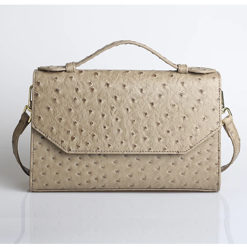 Brand Design Ostrich Leather Women Handbags Large Capacity Shoulder Bag Commuting Ladies Travel