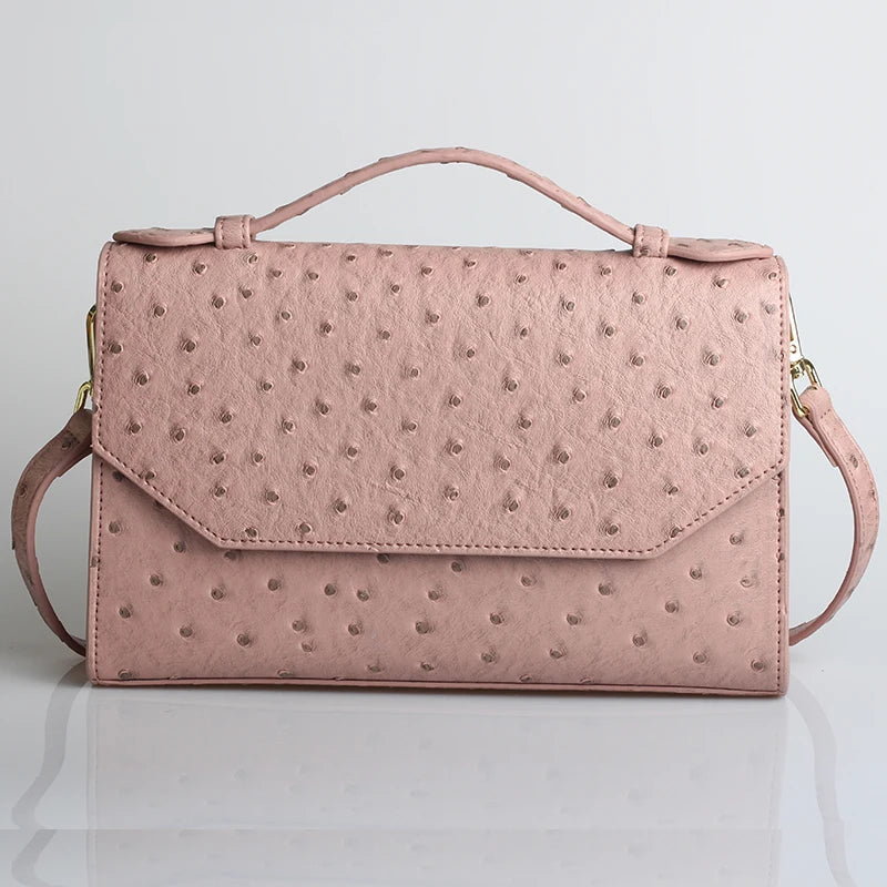 Brand Design Ostrich Leather Women Handbags Large Capacity Shoulder Bag Commuting Ladies Travel