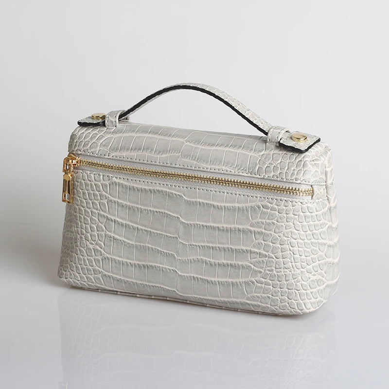 Embossed Leather Makeup Bag – Women's Exotic Pattern Clutch