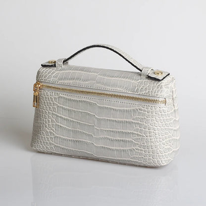 Embossed Leather Makeup Bag – Women's Exotic Pattern Clutch
