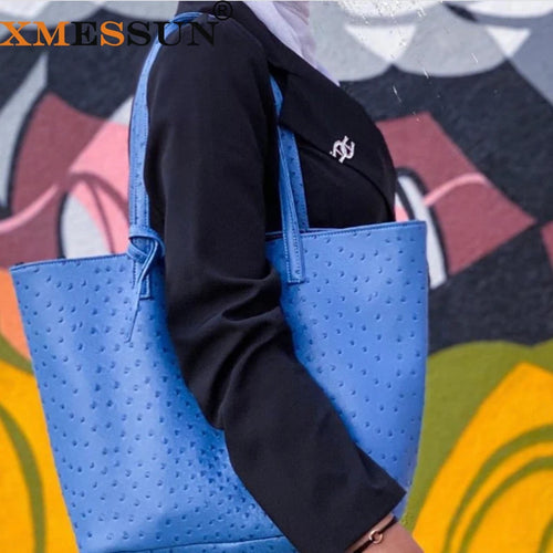 Ostrich Pattern Tote Bag with Mini Pouch – Women's Large Shoulder Bag