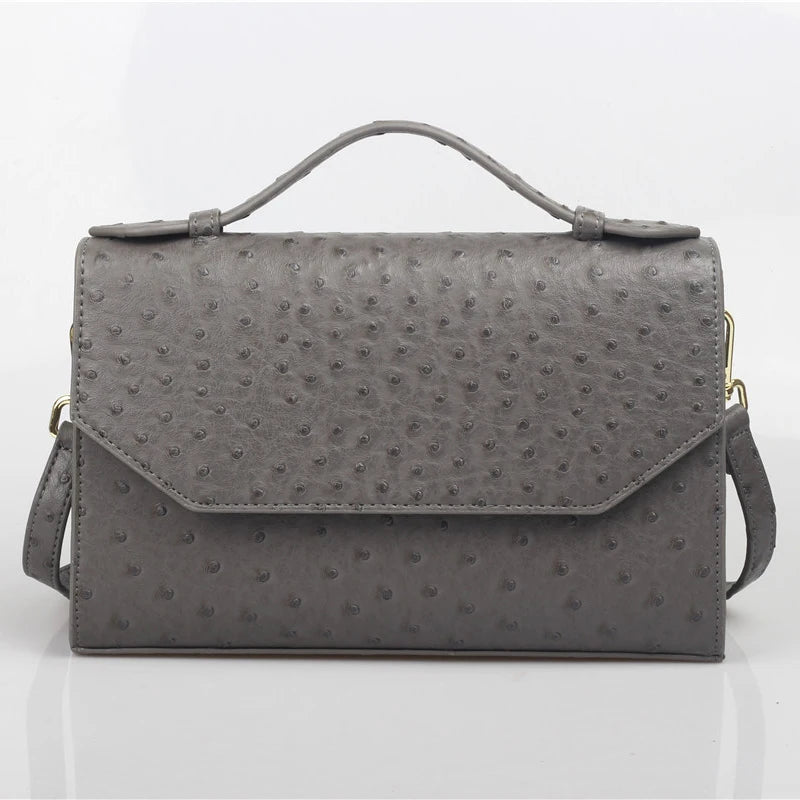Brand Design Ostrich Leather Women Handbags Large Capacity Shoulder Bag Commuting Ladies Travel